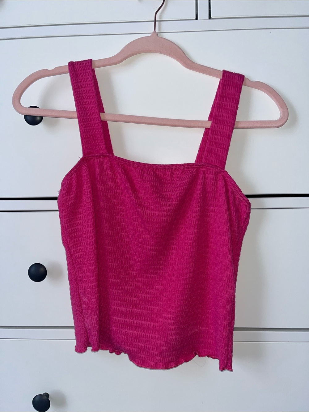 Paper Crane Fuchsia Smocked Tank with Wide Straps